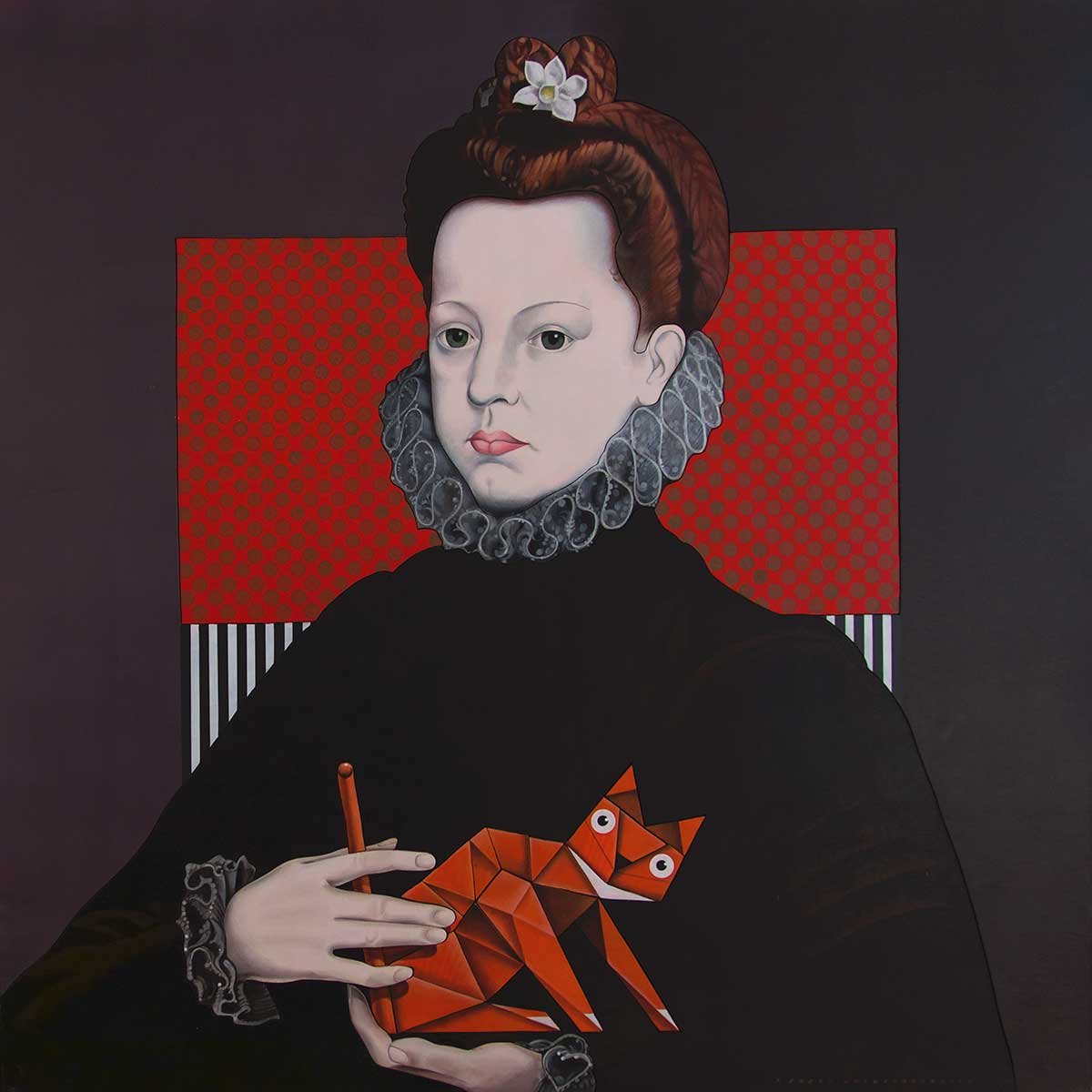 Futurism (Alonso Sánchez Coello – 1585 - Infante Isabella Eugenia) Acrylic on Plywood panel 120x120x6 cm 2015 Futurism (Alonso Sánchez Coello – 1585 - Infante Isabella Eugenia) Acrylic on Plywood panel 120x120x6 cm 2015