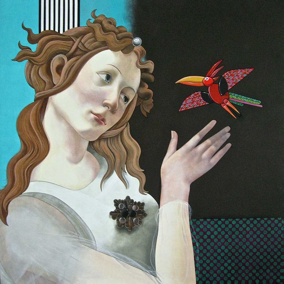 Drone (Sandro Botticelli – 1478 – Detail of ‘Primavera’) Acrylic on Plywood panel 120x120x6 cm 2015 Drone (Sandro Botticelli – 1478 – Detail of ‘Primavera’) Acrylic on Plywood panel 120x120x6 cm 2015