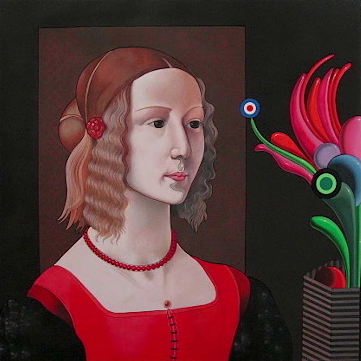 Amazonian2000 (Domenica Ghirlandaio –1485– Portrait of Young Woman) Acrylic on Plywood panel 120x120x6 cm 2014 Amazonian2000 (Domenica Ghirlandaio –1485– Portrait of Young Woman) Acrylic on Plywood panel 120x120x6 cm 2014