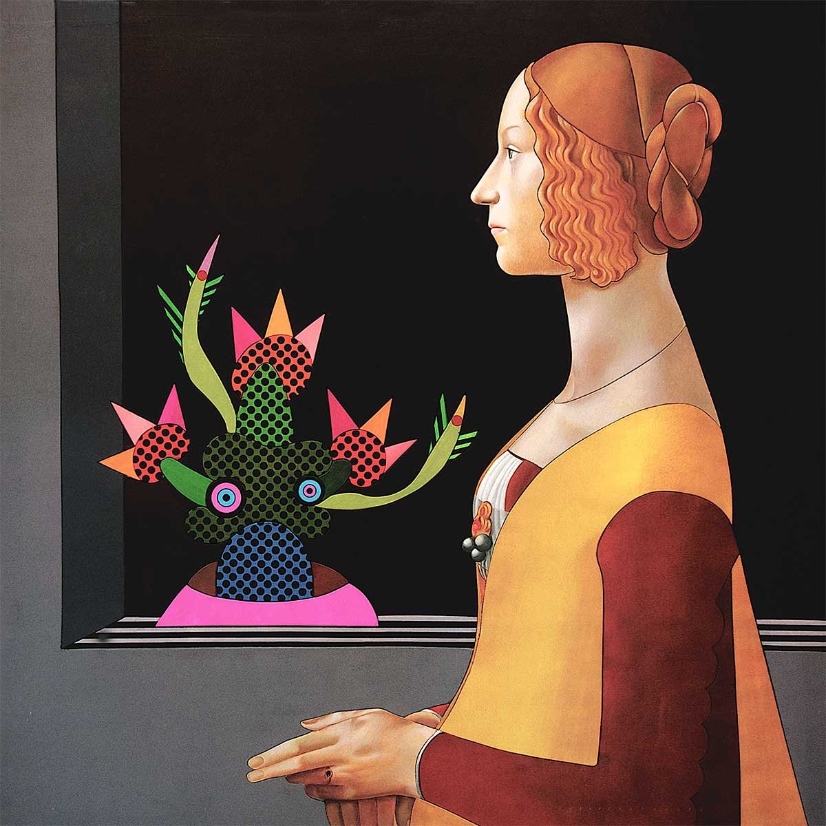 Those Flowers So Beautiful (Domenico Gharlandaio – 1468 – Portrait of Giovanna Tornabuoni) Acrylic on Plywood panel 120x120x6 cm 2015 Those Flowers So Beautiful (Domenico Gharlandaio – 1468 – Portrait of Giovanna Tornabuoni) Acrylic on Plywood panel 120x120x6 cm 2015