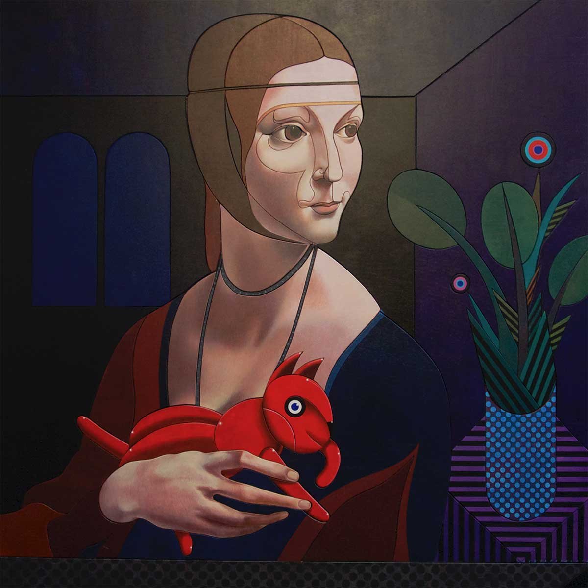 Robot My Love No.01 (Leonardo da Vinci – 1490 – Lady with Ermine Acrylic on Plywood panel 120x120x6 cm 2012 Robot My Love No.01 (Leonardo da Vinci – 1490 – Lady with Ermine Acrylic on Plywood panel 120x120x6 cm 2012