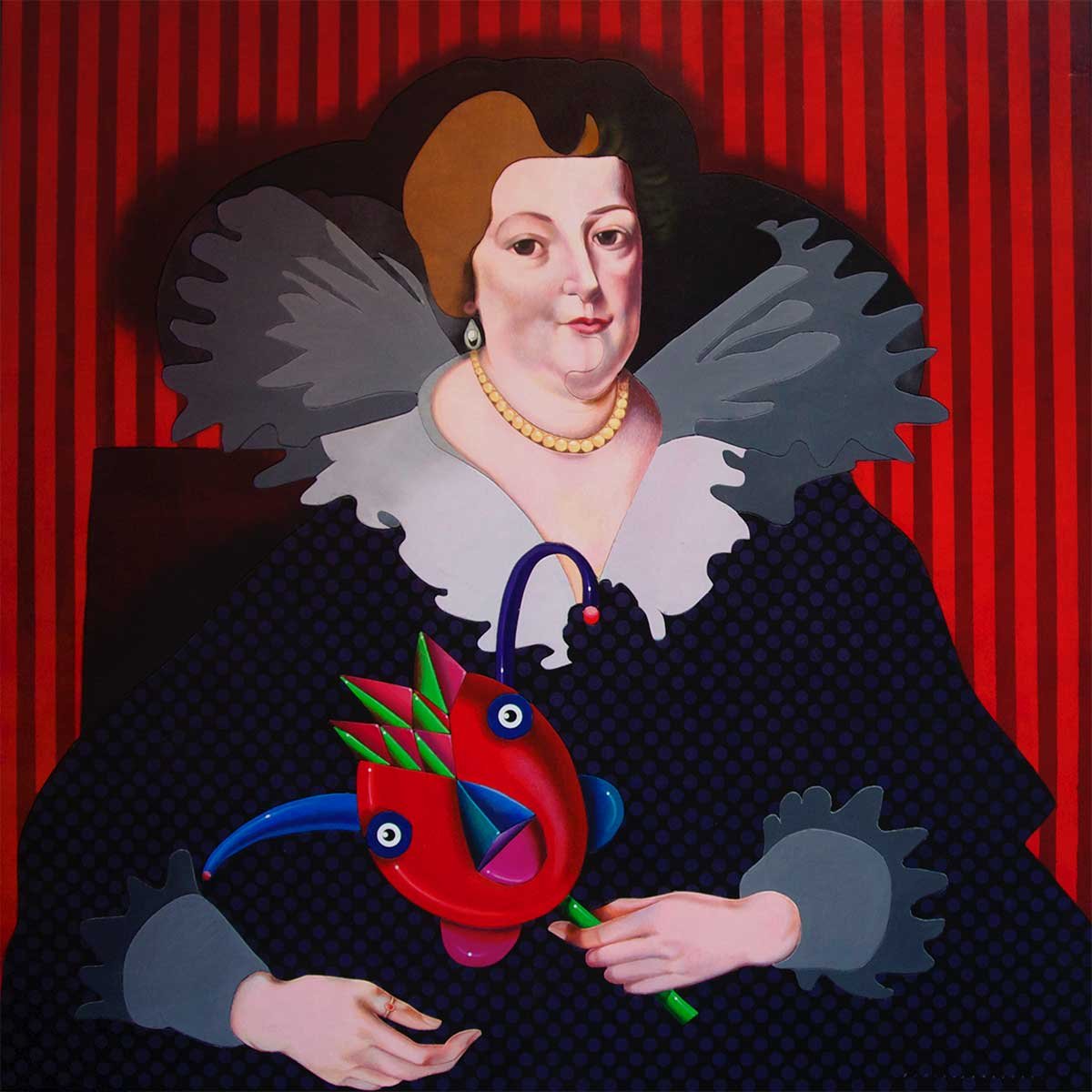 No One Recognised Her In Masquerade (Peter Paul Rubens – 1625 – Portrait of Marie de Medici) Acrylic on Plywood panel 120x120x6 cm 2013 No One Recognised Her In Masquerade (Peter Paul Rubens – 1625 – Portrait of Marie de Medici) Acrylic on Plywood panel 120x120x6 cm 2013