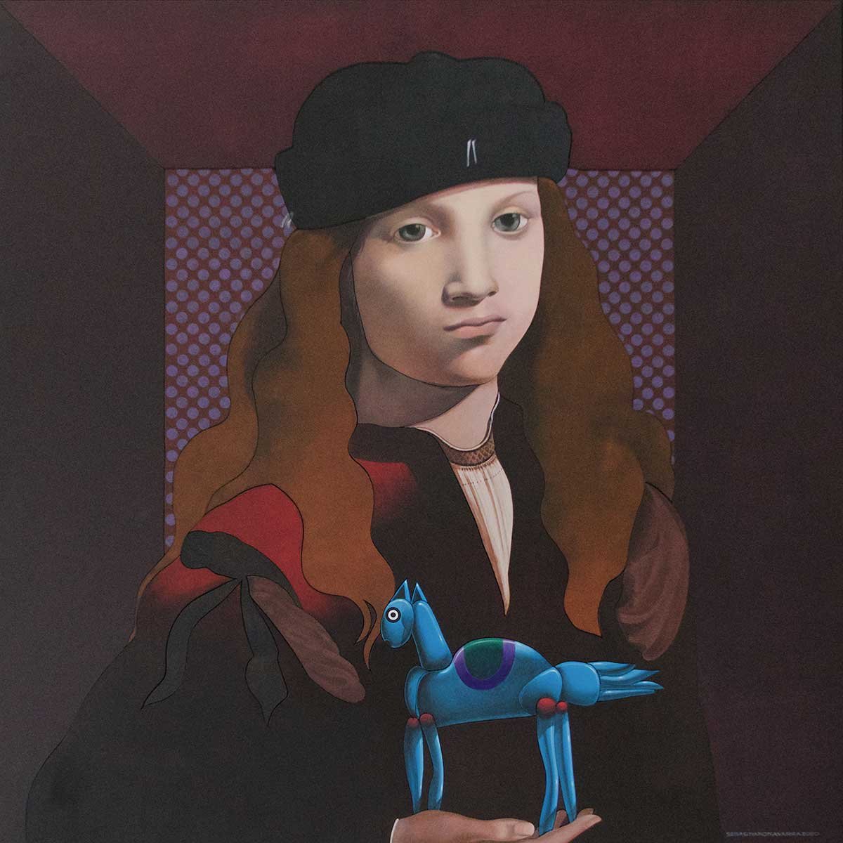 Il Mio Cammello Blu (Giovanni Boltraffio – 1467/1516 – Francesco Sforza Count of Pavia Boltraffio Star Pupil of Leonardo da Vinci) medium : Acrylic on Plywood panel size : 120 x 120 x 6 CM year : 2020 Il Mio Cammello Blu (Giovanni Boltraffio – 1467/1516 – Francesco Sforza Count of Pavia Boltraffio Star Pupil of Leonardo da Vinci) medium : Acrylic on Plywood panel size : 120 x 120 x 6 CM year : 2020
