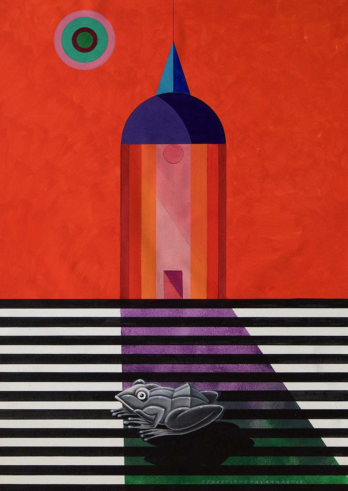 RanaMeccanica / MecanicalFrog always with a subtle PLAYFULNESS and HUMOUR The world needs to SMILE ! Acrylic on Paper 50x70 cm 2016 RanaMeccanica / MecanicalFrog always with a subtle PLAYFULNESS and HUMOUR The world needs to SMILE ! Acrylic on Paper 50x70 cm 2016