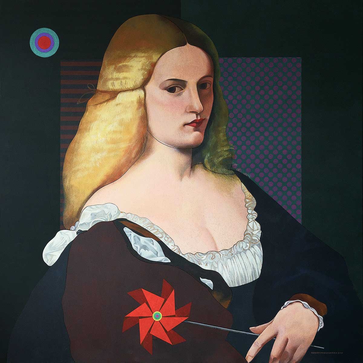 Violante (Tiziano Vecellio - 1515 – Violante ‘La Bella Gatta’) Acrylic on Plywood panel 120x120x6 cm 2019 Violante (Tiziano Vecellio - 1515 – Violante ‘La Bella Gatta’) Acrylic on Plywood panel 120x120x6 cm 2019