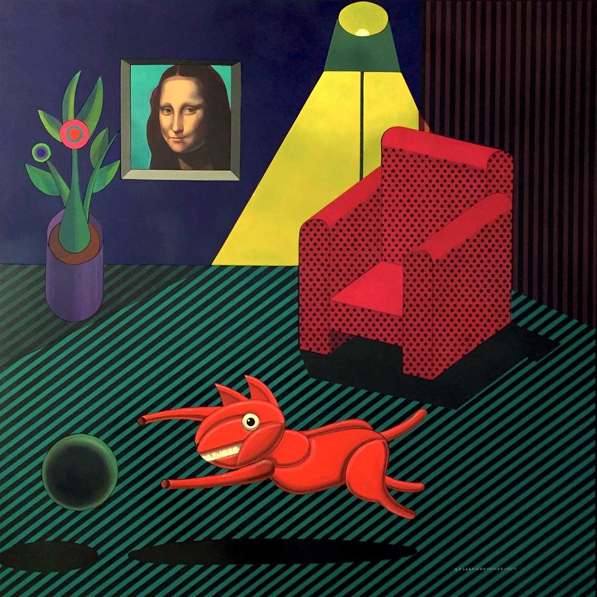 dogplayingwithball acrylic on wood puzzle art 120 x 120 x 05 cm 2018 dogplayingwithball acrylic on wood puzzle art 120 x 120 x 05 cm 2018